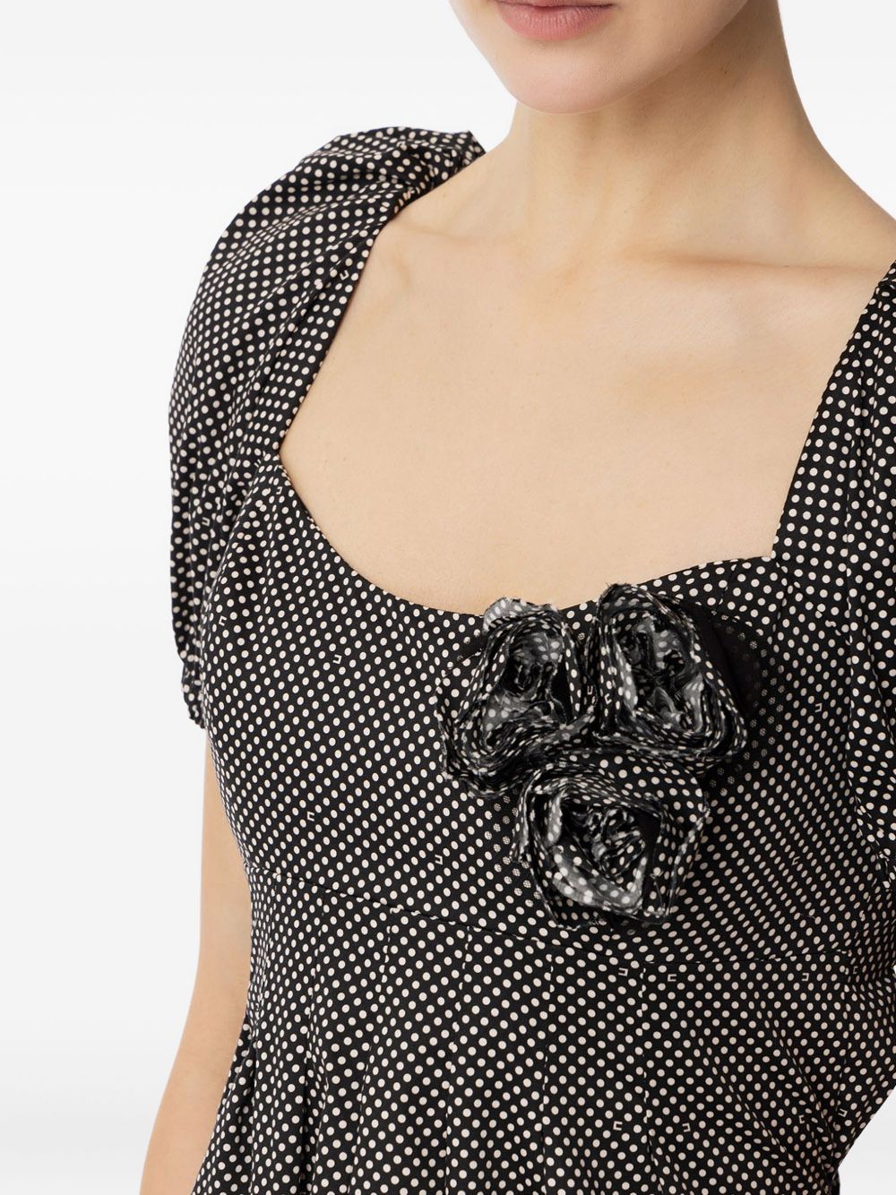 Abito in cotone con stampa pois e rose ricamate AB77652E2 685 ELISABETTA FRANCHI 