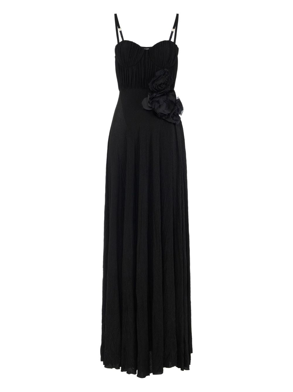 Abito Red Carpet in jersey lurex con fiore ricamato nero ABR2252E2 110 ELISABETTA FRANCHI 