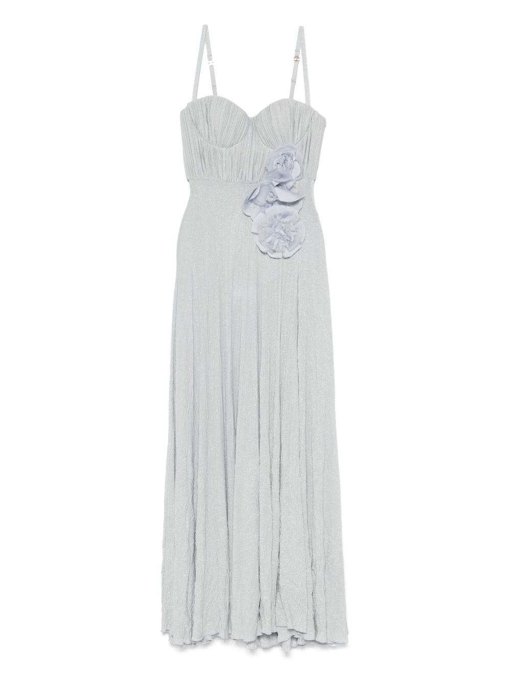 Abito Red Carpet in jersey lurex con fiore ricamato celeste ABR2252E2 A28 ELISABETTA FRANCHI 