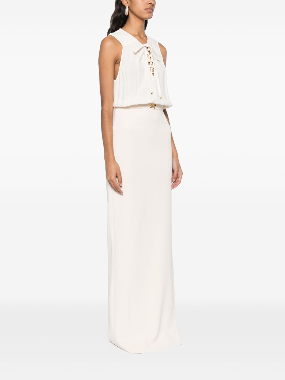 Abito in crêpe  e scollo con lacci burro ABR3851E2 193 ELISABETTA FRANCHI 