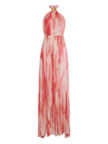Red Carpet dress in viscose with red tulle print
