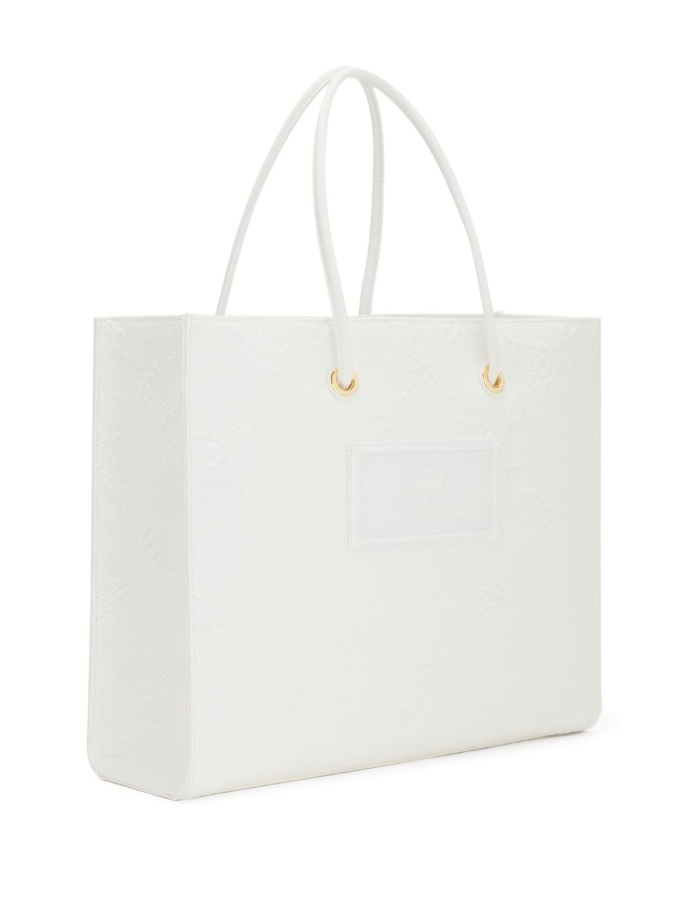 Tote grande in rafia jacquard avorio BS82A52E2 360 ELISABETTA FRANCHI 