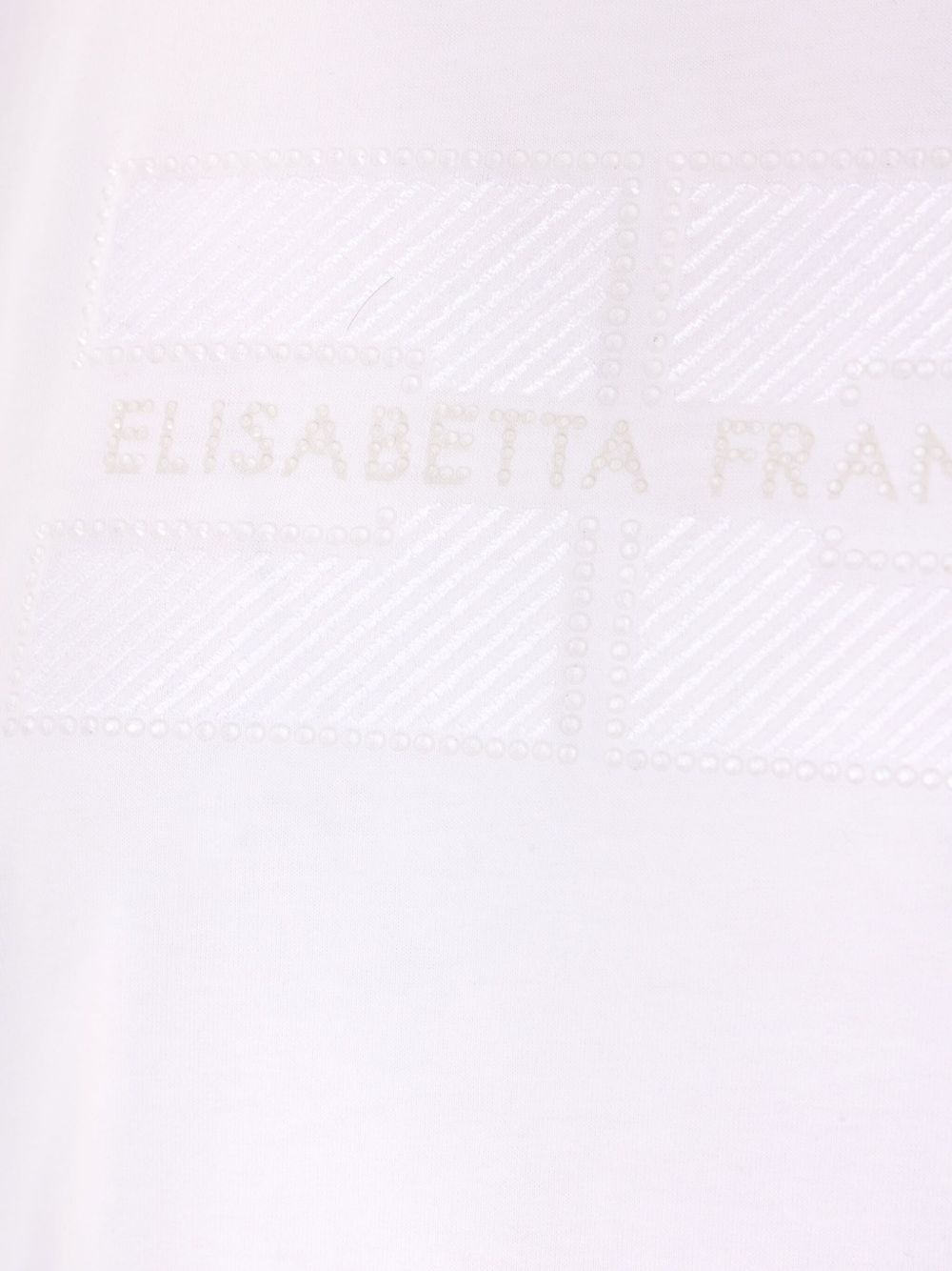 T-shirt bianca in jersey con logo ricamato e strass MA00251E2 270 ELISABETTA FRANCHI 