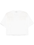 White T-shirt with semi-transparent embroidery and logo