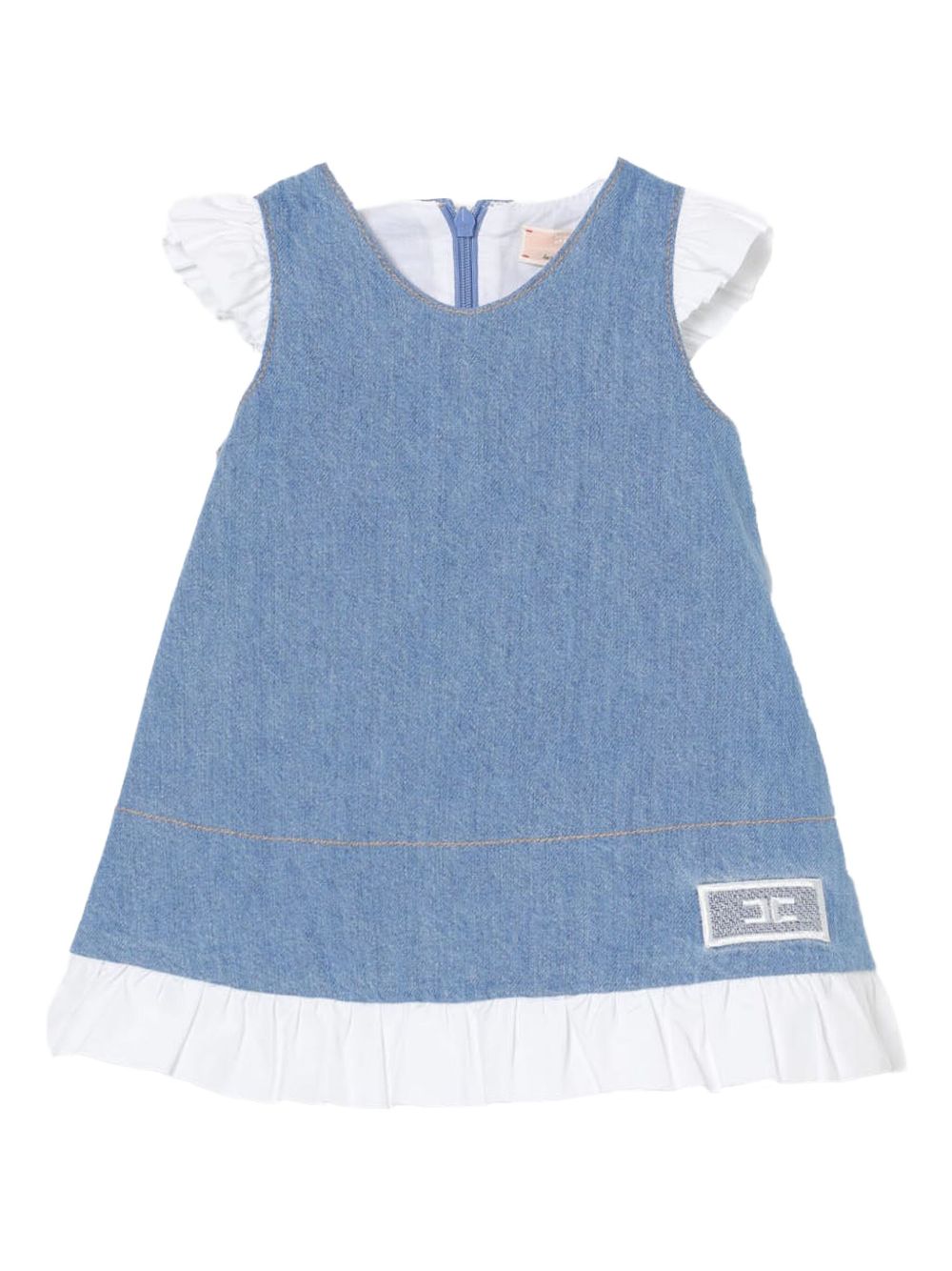 Abito in denim con rouches neonata EGAB1920DF011 4099 ELISABETTA FRANCHI KIDS 