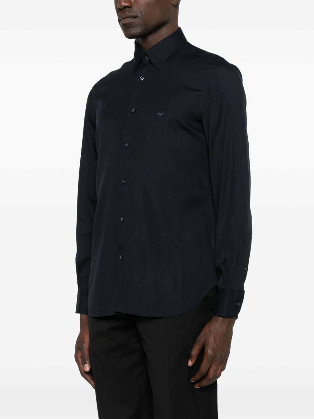 Camicia blu notte mini logo petto EM001537AF14214 UB118 EMPORIO ARMANI 