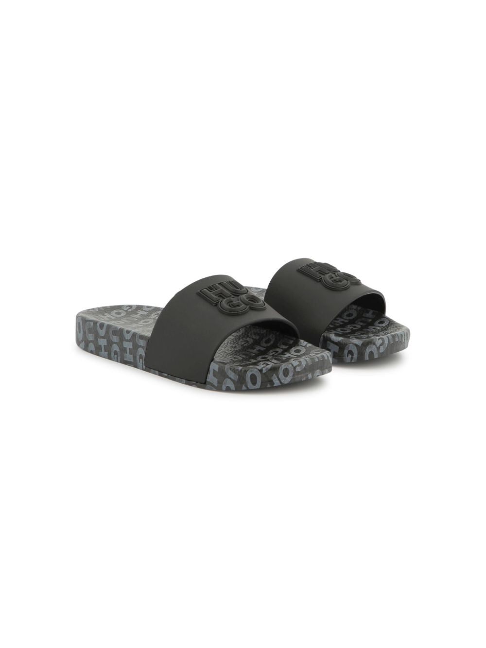 Ciabatta nera logo gommato G00298 09B HUGO KIDS 