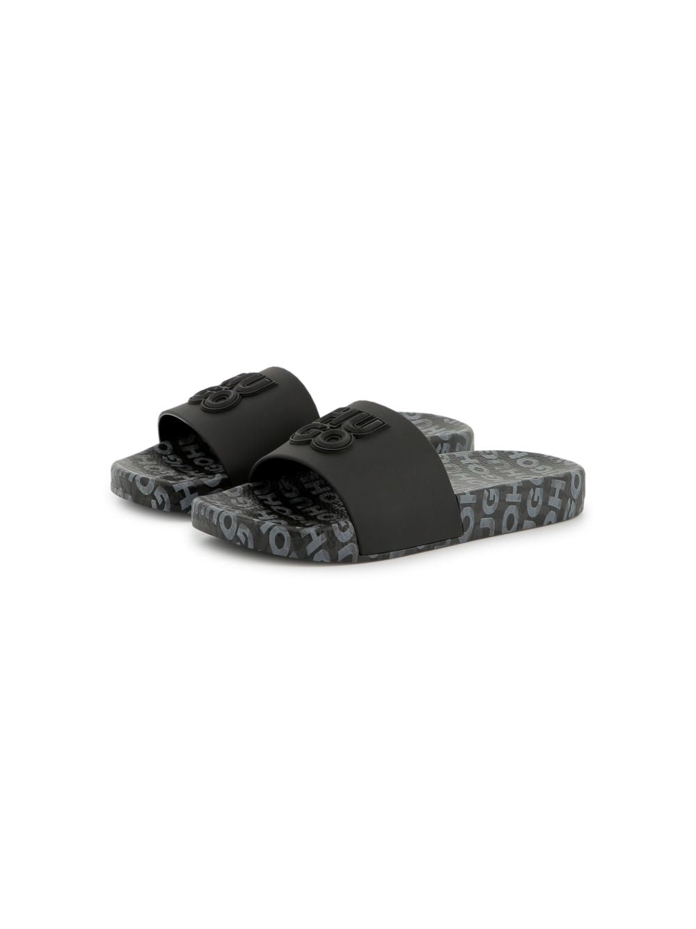 Ciabatta nera logo gommato G00298 09B HUGO KIDS 