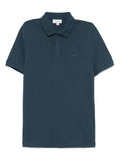 Polo blu logo ricamo tono su tono