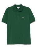 Green polo shirt with mini logo embroidery