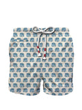Cream Caprese costume with elephant pattern