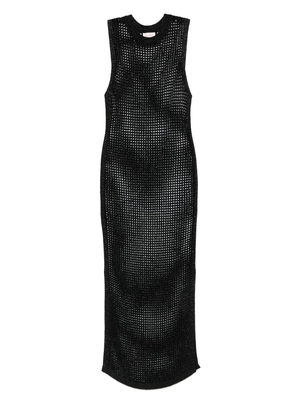 Abito lungo Eileen in rete crochet lurex nero EIE0001 06173H MC2 SAINT BARTH 