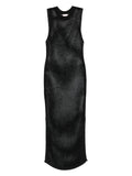 Abito lungo Eileen in rete crochet lurex nero