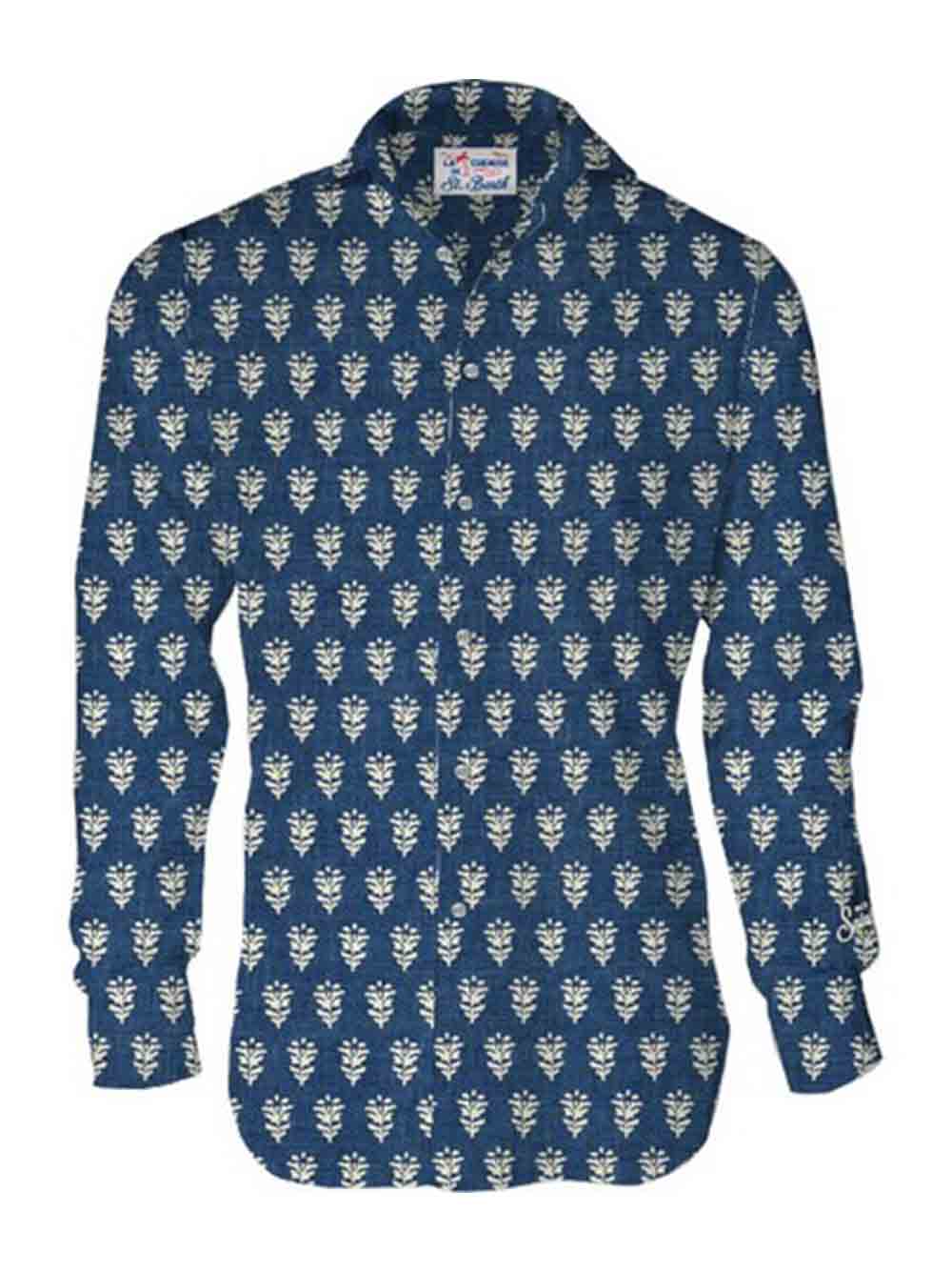 Camicia Pamplona blu con fantasia all-over PAMP001 01905H MC2 SAINT BARTH 