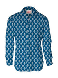 Camicia sikelia blu con fantasia