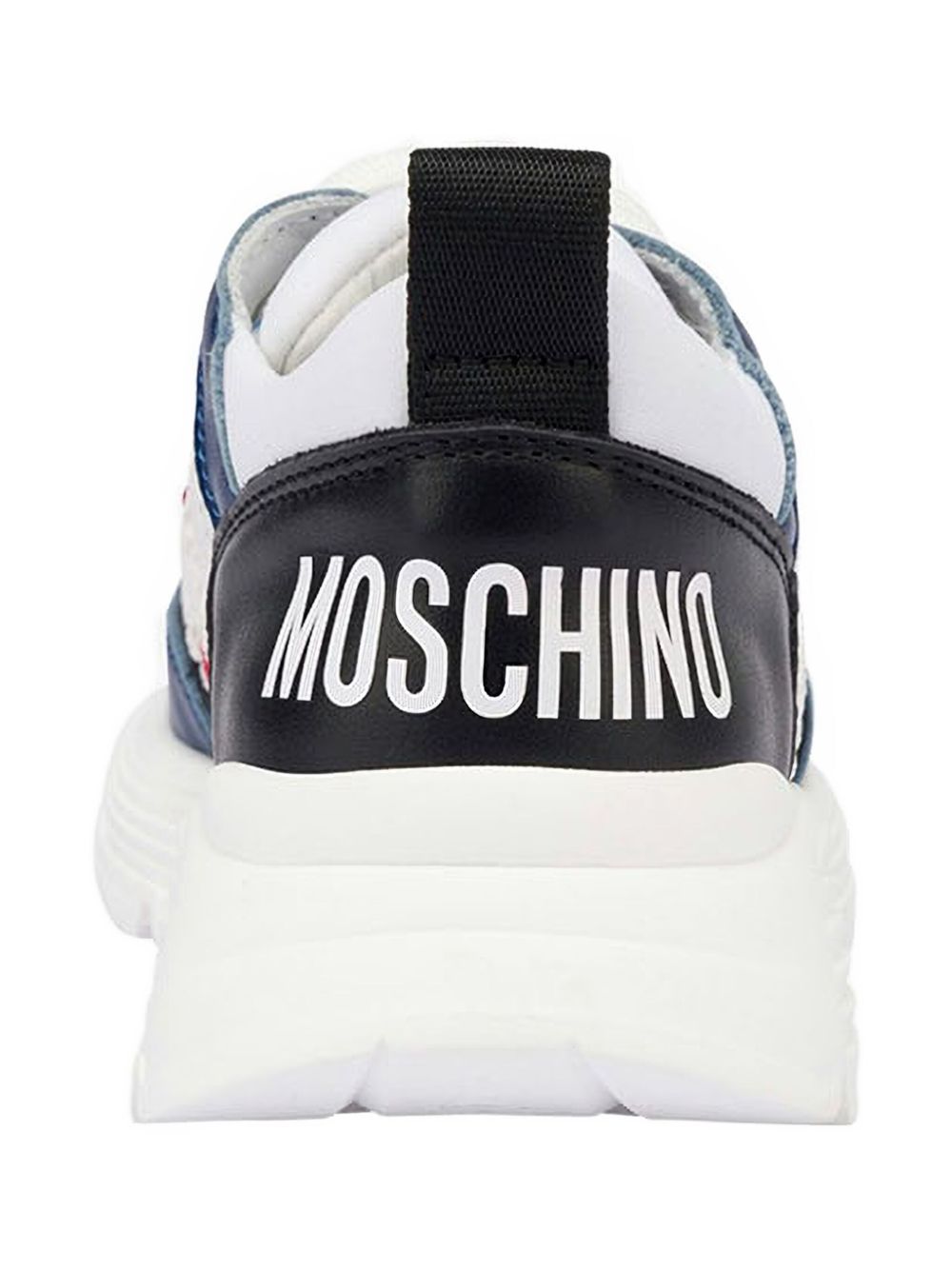 Sneakers in rete e pelle di vitello con logo 80450 01 MOSCHINO KIDS 