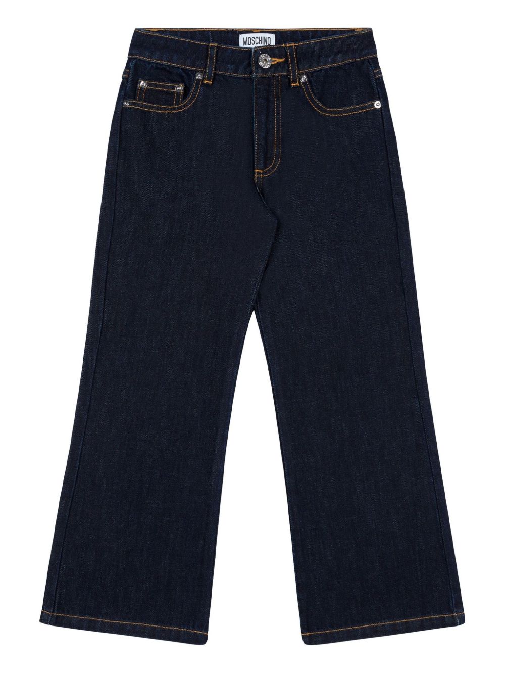 Jeans a zampa  lavaggio scuro HDP06KL0E36 40134 MOSCHINO KIDS 