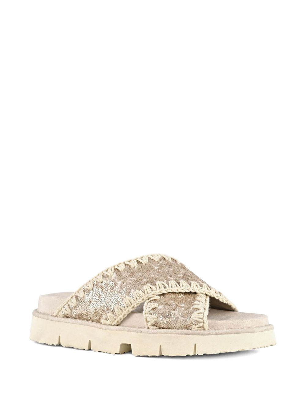 Criss-cross bio sandal microsequins rosa perlato MUSW461007G MSQ MOU 