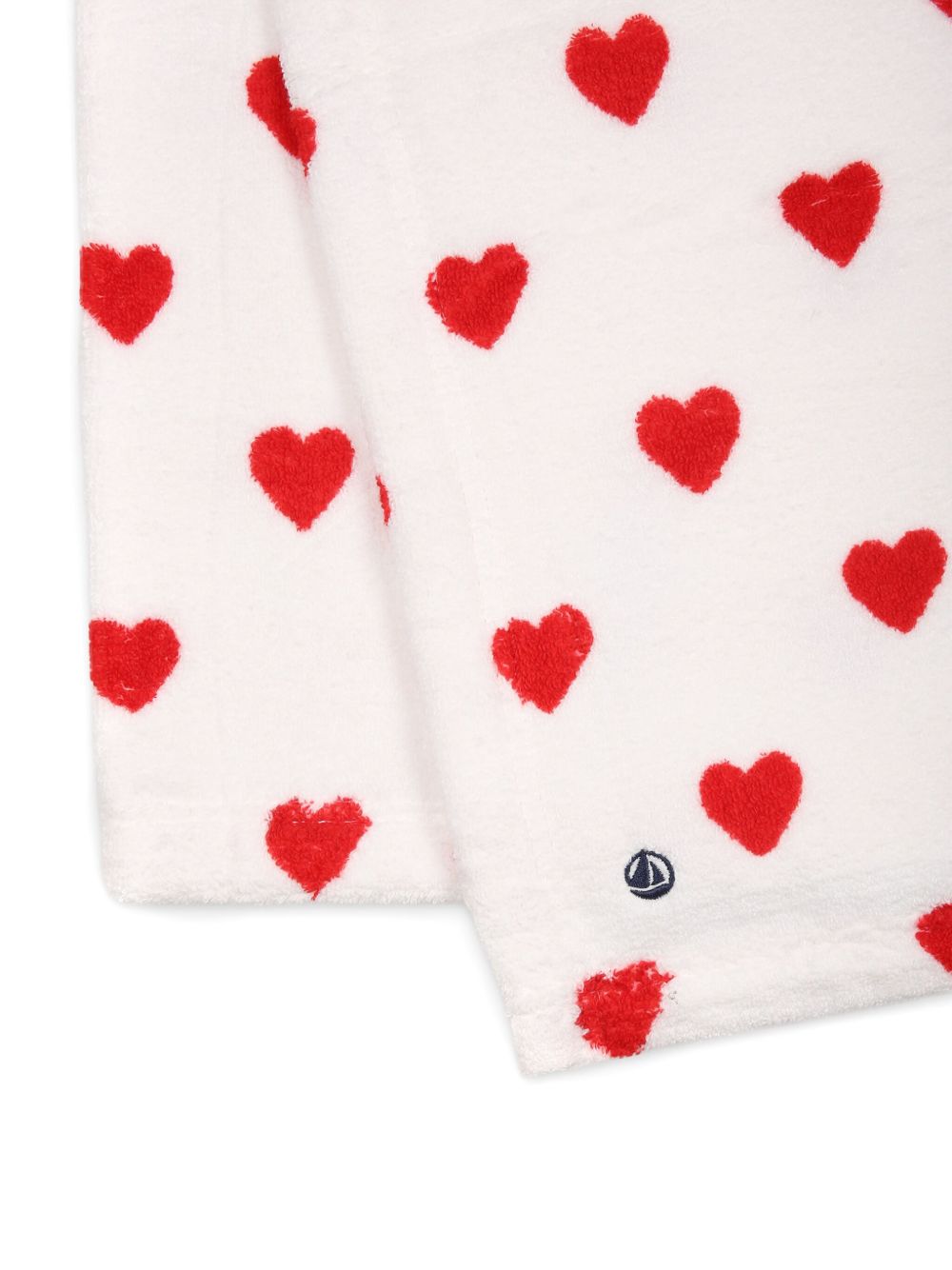 Accappatoio neonato con cuori bianco/rosso A08SI 89 PETIT BATEAU KIDS 