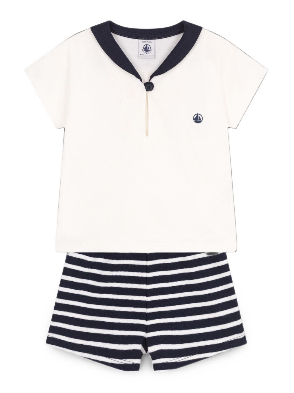 Completo bianco e blu (2pz) A0CPA 01 PETIT BATEAU KIDS 