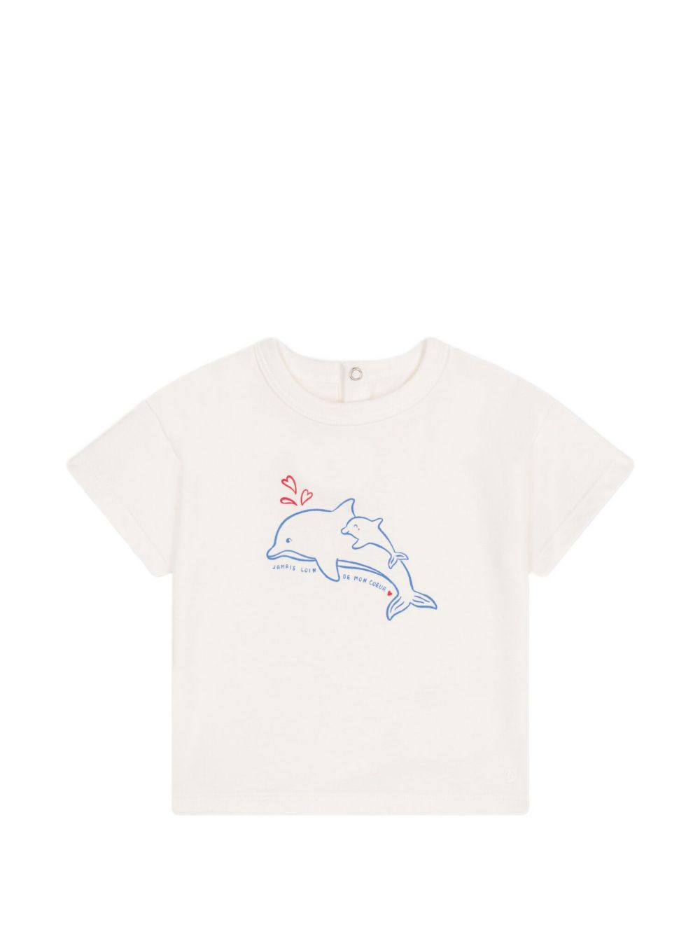 T-shirt bianca stampa delfini neonata A0CWB 02 PETIT BATEAU KIDS 
