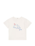White T-shirt with dolphin print for baby girls