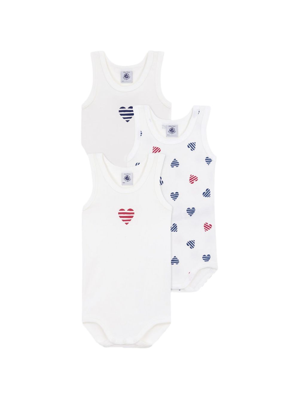Set body con cuori giro maniche (3pz) A0CX1 00 PETIT BATEAU KIDS 