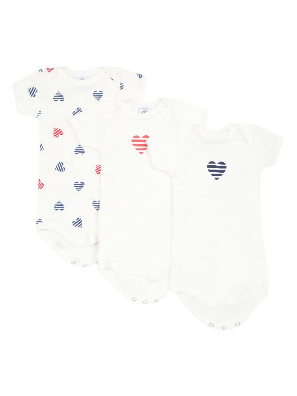 Set body bianco con cuori (3pz) A0CXD 00 PETIT BATEAU KIDS 