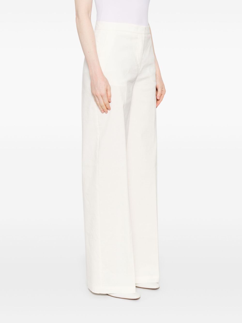 Pantaloni con piega in lino stretch jacopone 104929A0IM Z07 PINKO 