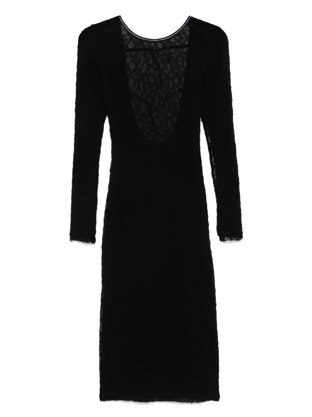 Abito aaron nero in pizzo con fantasia semitrasparente 105227A2M5 Z99 PINKO 
