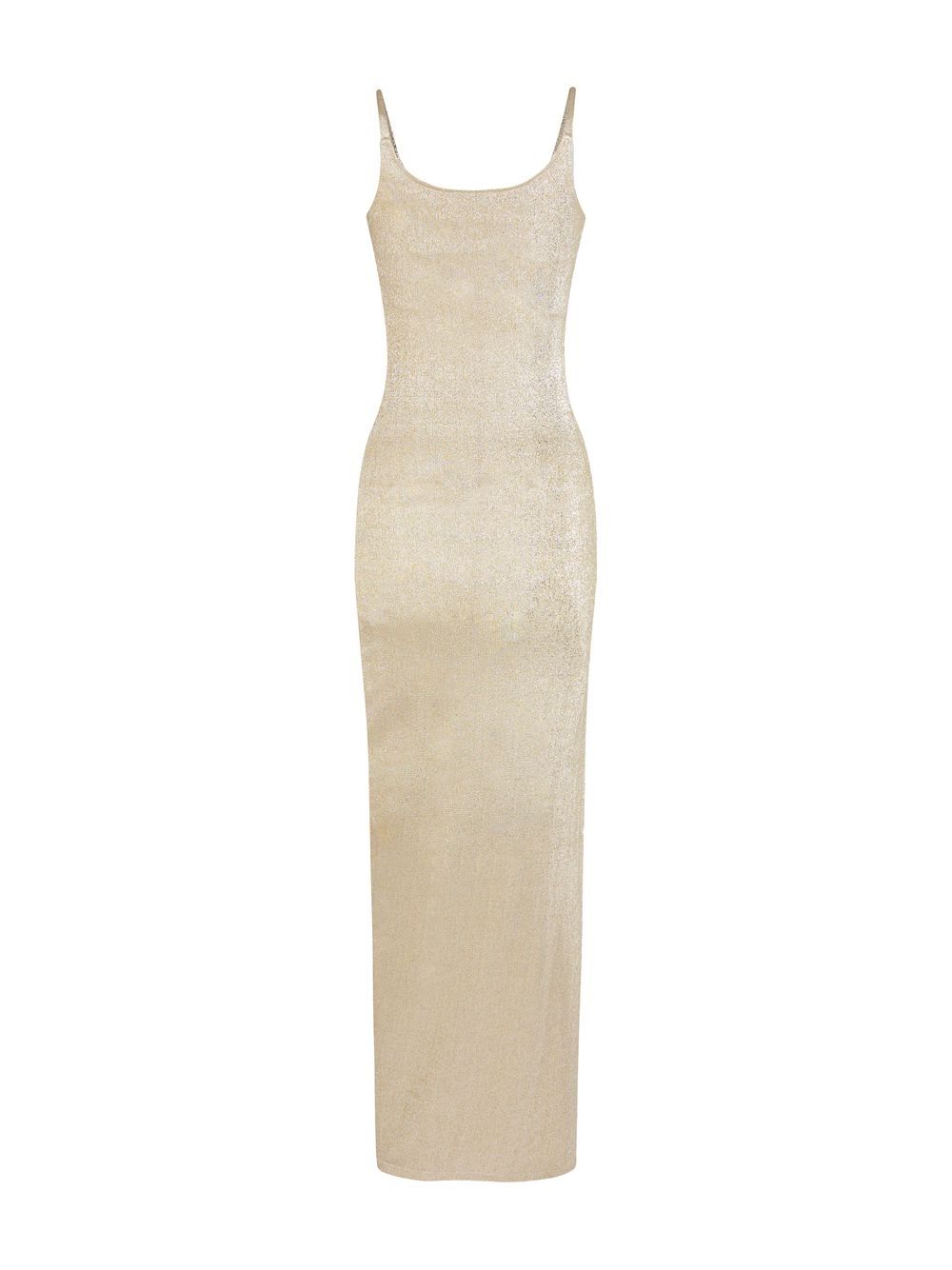 Abito lungo argento/oro drappeggiato con bottoni 23PJRO522VI0261 M042 RABANNE 