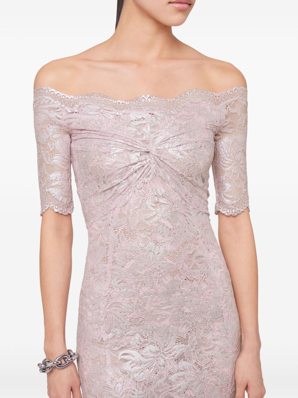 Abito rosa/argento in pizzo 25EJRO106PA0244 M959 RABANNE 