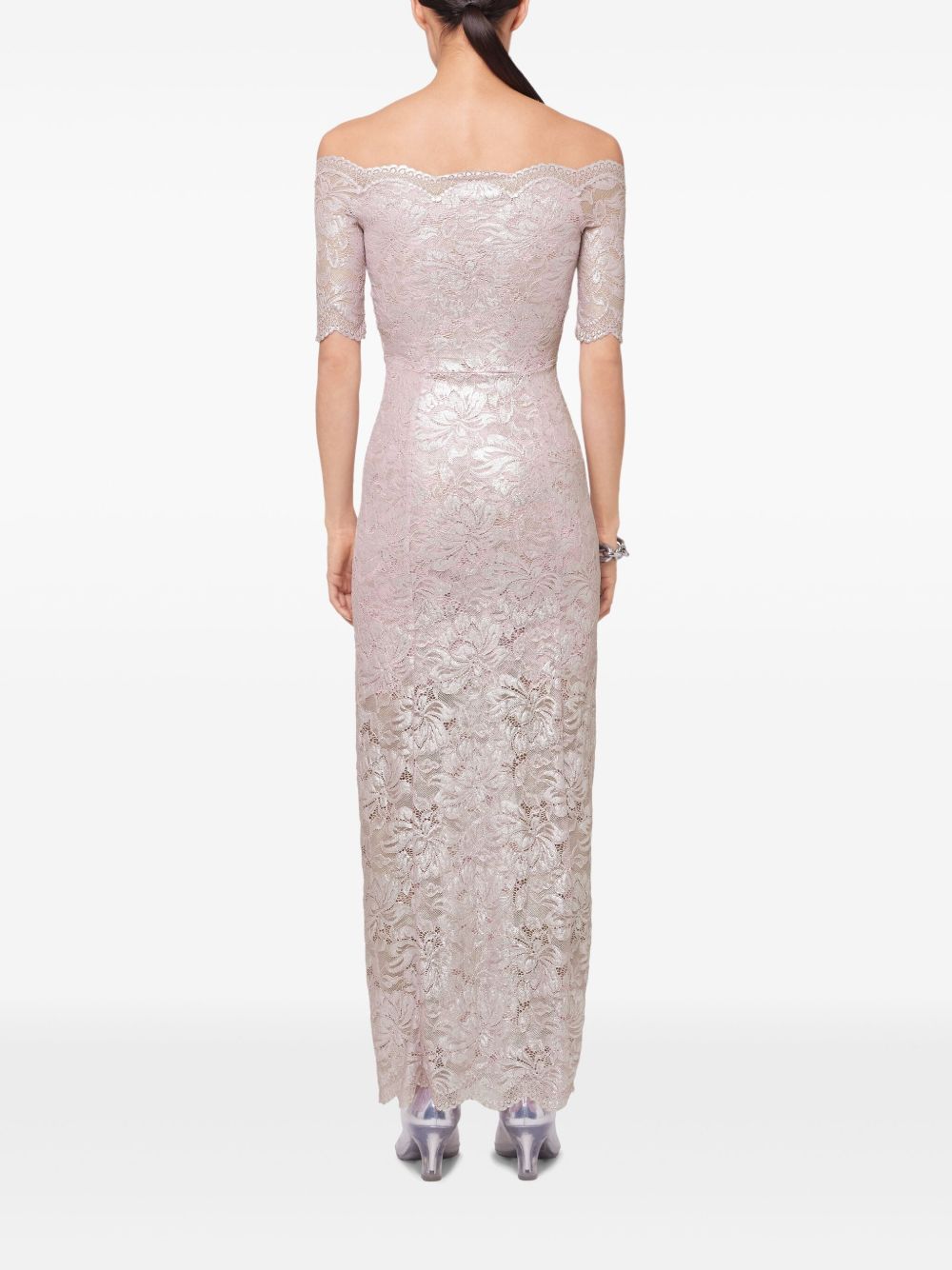 Abito rosa/argento in pizzo 25EJRO106PA0244 M959 RABANNE 