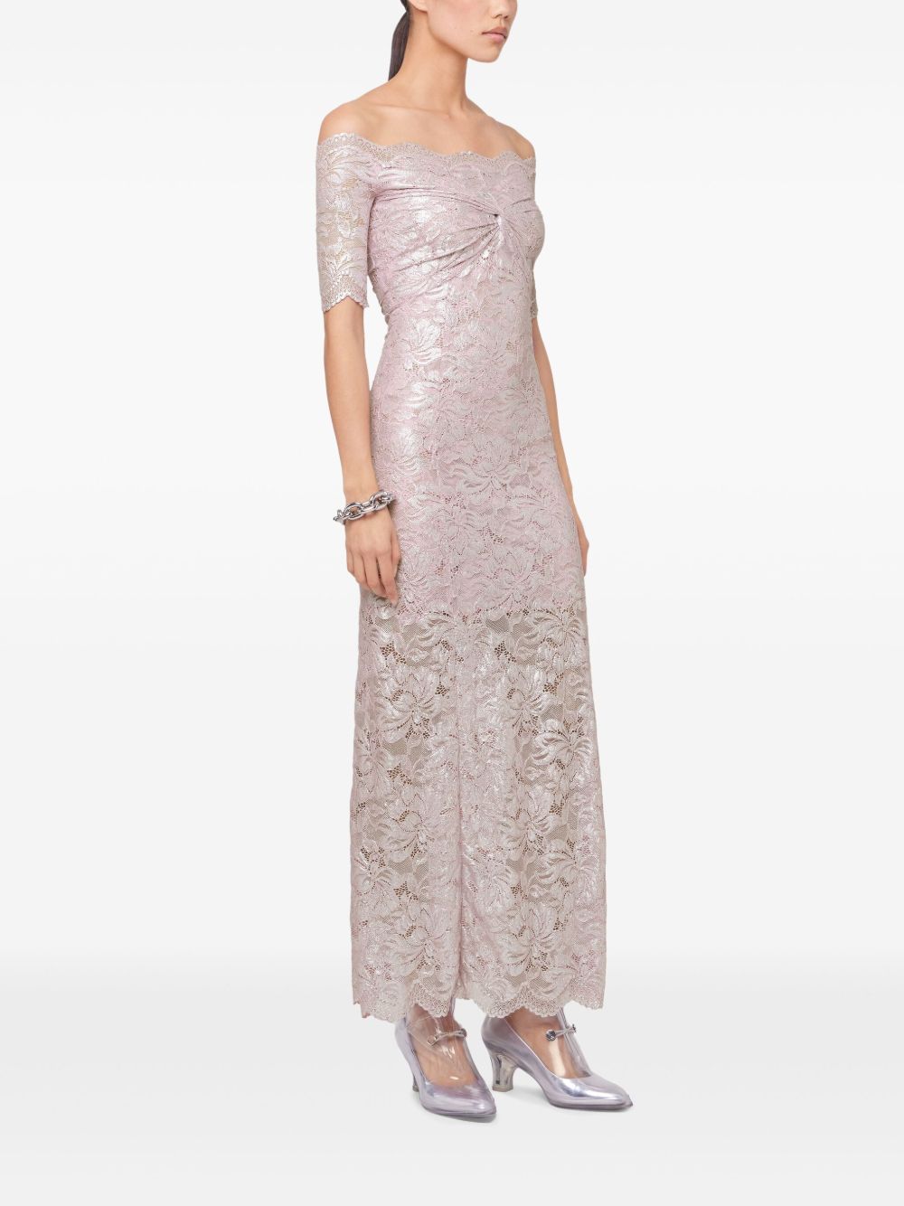 Abito rosa/argento in pizzo 25EJRO106PA0244 M959 RABANNE 