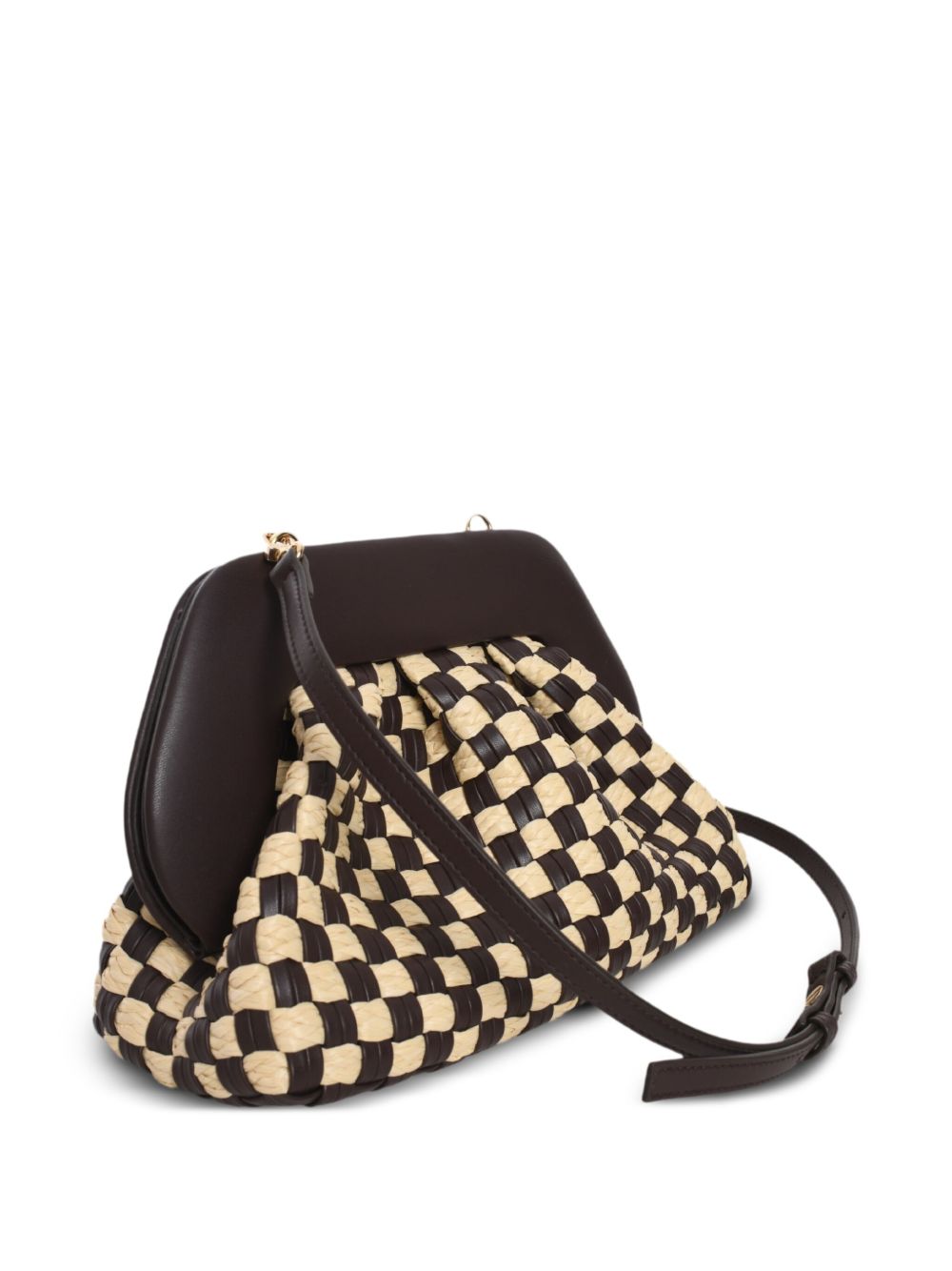 Borsa tia micro weaved staw testa di moro e rafia TMSS25TMWP109 EBONY THEMOIRE' 
