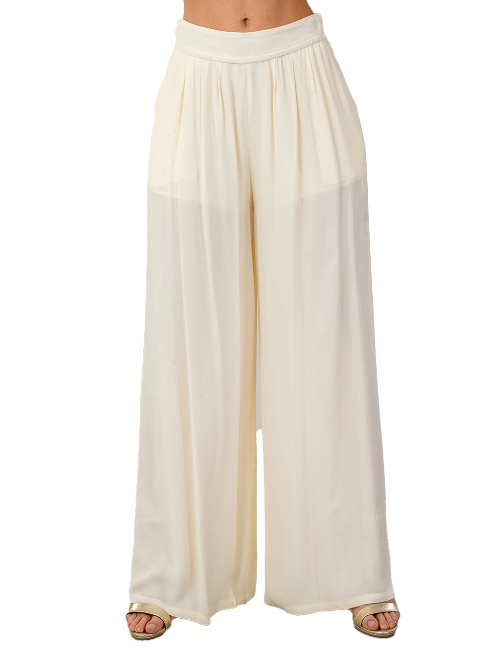 Pantalone panna semitrasparente S00559 PANNA BABYLON COLLECTION 