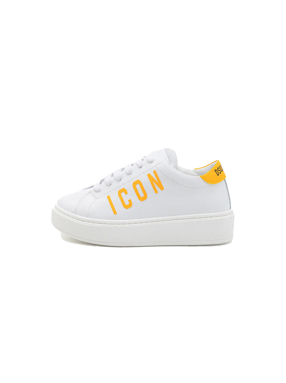 Sneakers bianca logo icon giallo neonato 80290 01 DSQUARED KIDS 