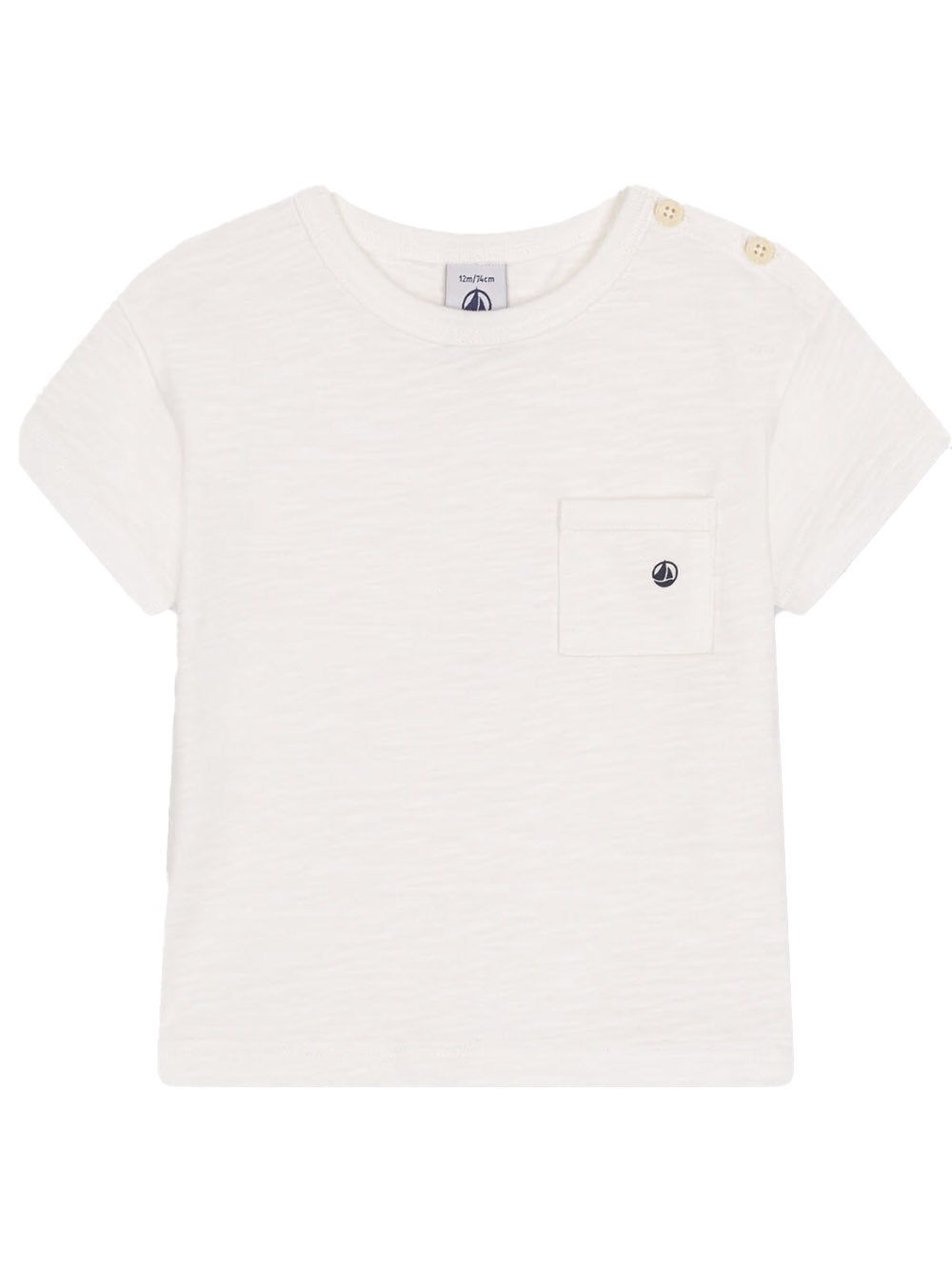T-shirt panna neonato con taschino A0A0S 09 PETIT BATEAU KIDS 