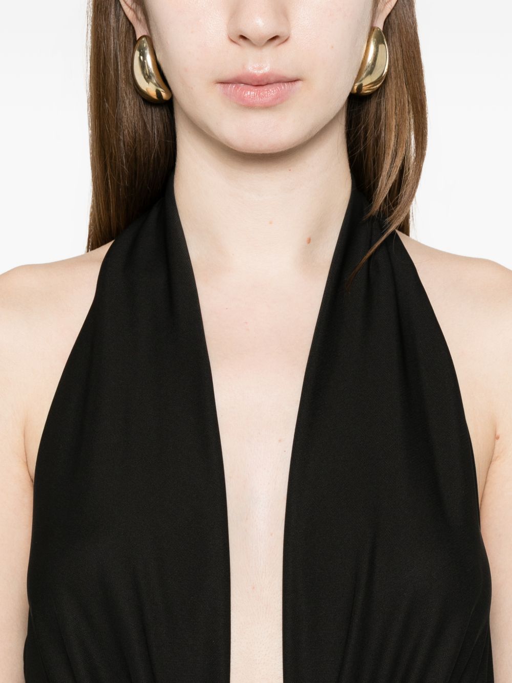 Abito lungo halter con cutout AT142 NERO ALESSANDRO LEGORA 