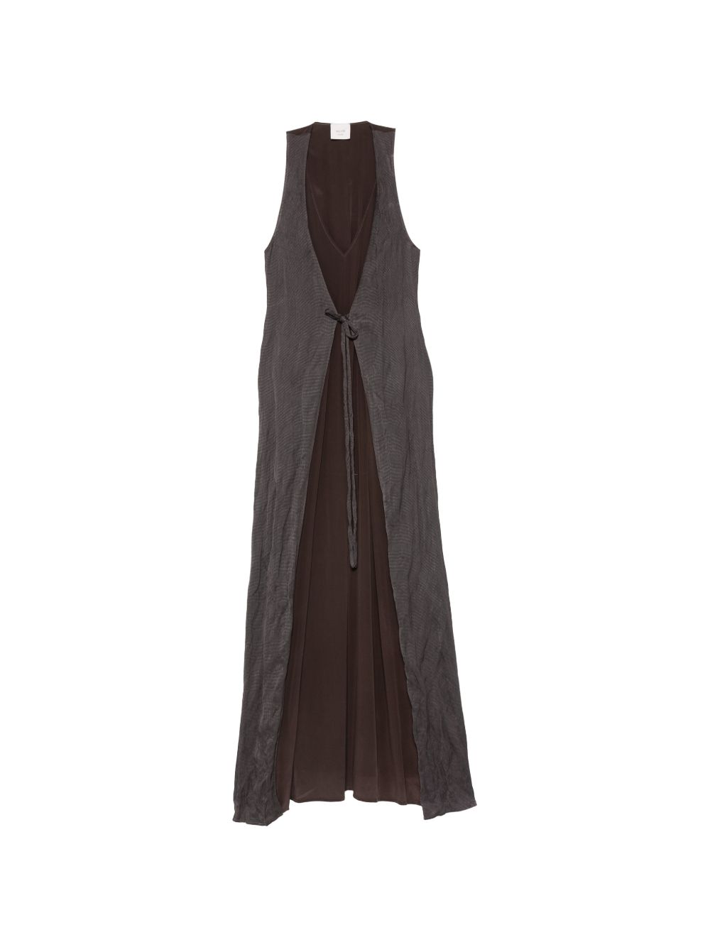 Abito lungo scollo a V con laccetti 116334P6204 CHOCO ALYSI 