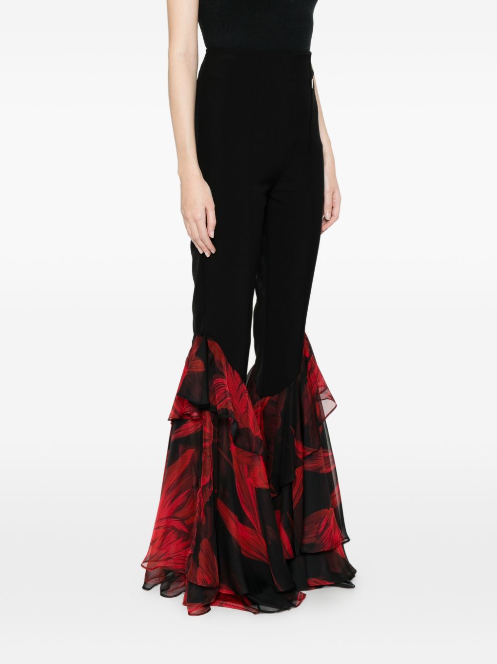 Pantaloni a zampa con balze WS00560 NERO BABYLON COLLECTION 