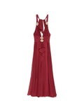 Abito lungo in poliammide scollo halter
