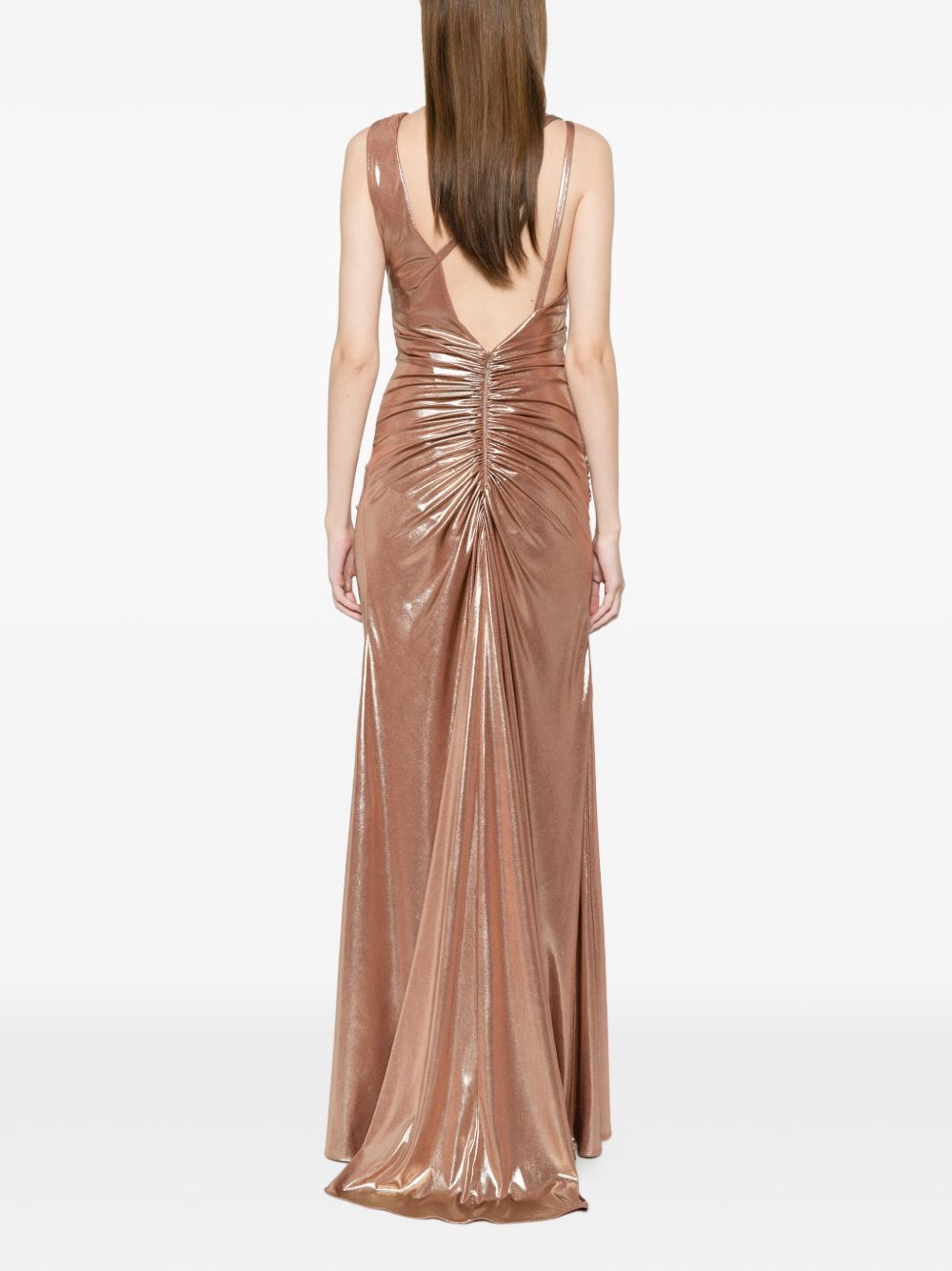 Abito a sirena con drappeggio e bottoni WS00927 ORO BABYLON COLLECTION 
