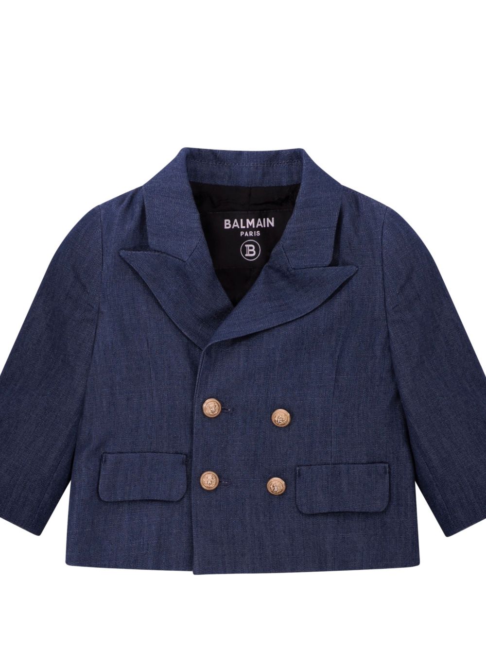 Blazer doppiopetto con bottoni dorati BY2514P0588 625OR BALMAIN KIDS 