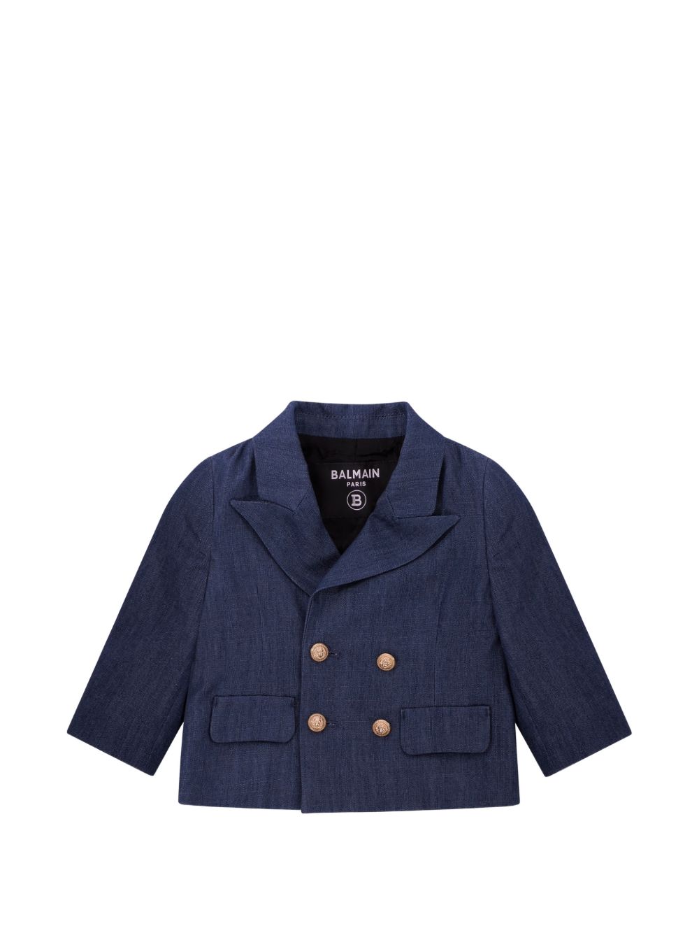 Blazer doppiopetto con bottoni dorati BY2514P0588 625OR BALMAIN KIDS 