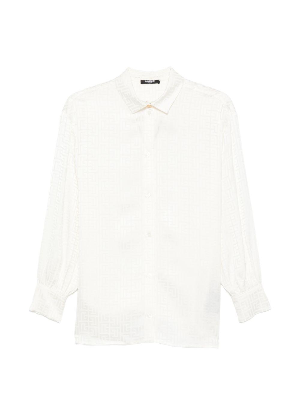 Camicia in viscosa avorio con monogramma jacquard BY5A30S0192 102 BALMAIN KIDS 