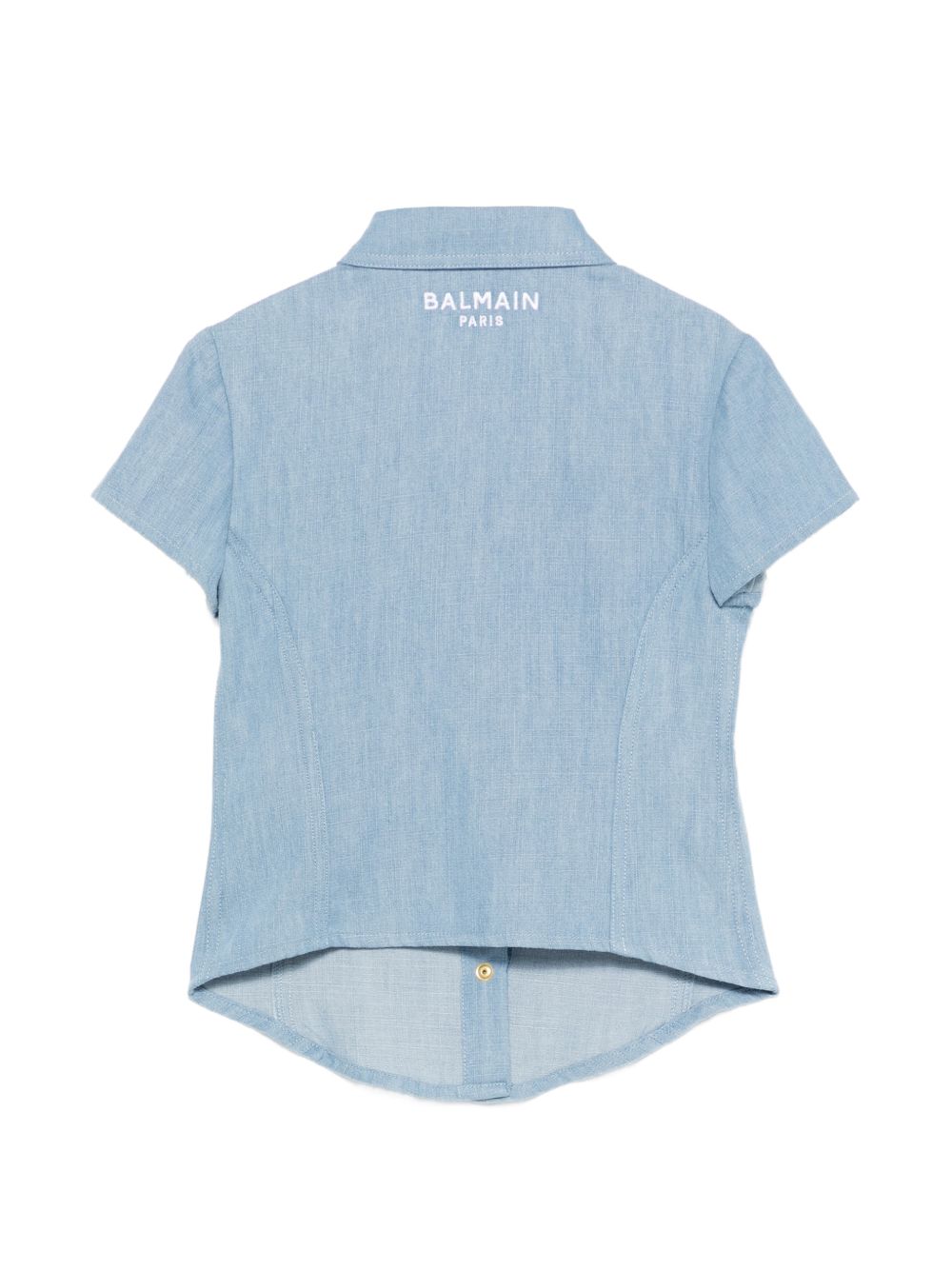 Camicia a maniche corte in denim BY5A71P0588 653BC BALMAIN KIDS 