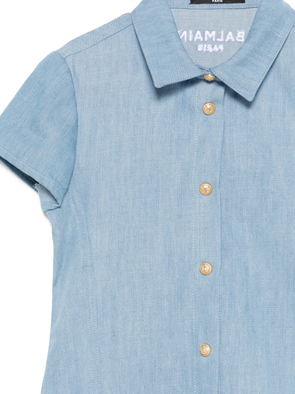 Camicia a maniche corte in denim BY5A71P0588 653BC BALMAIN KIDS 