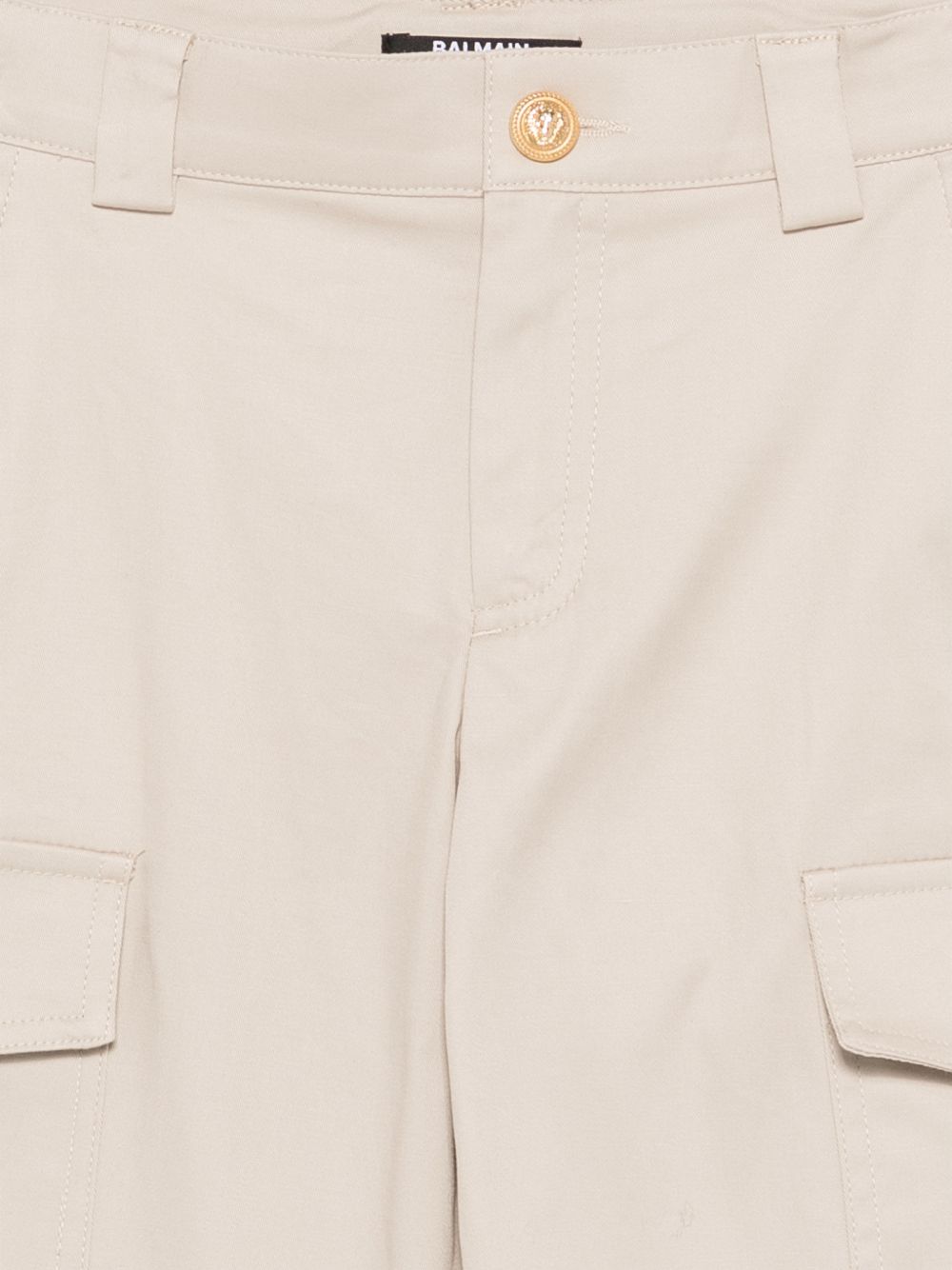 Pantaloni cargo beige con tasche a pattina BY6R00G0197 107 BALMAIN KIDS 