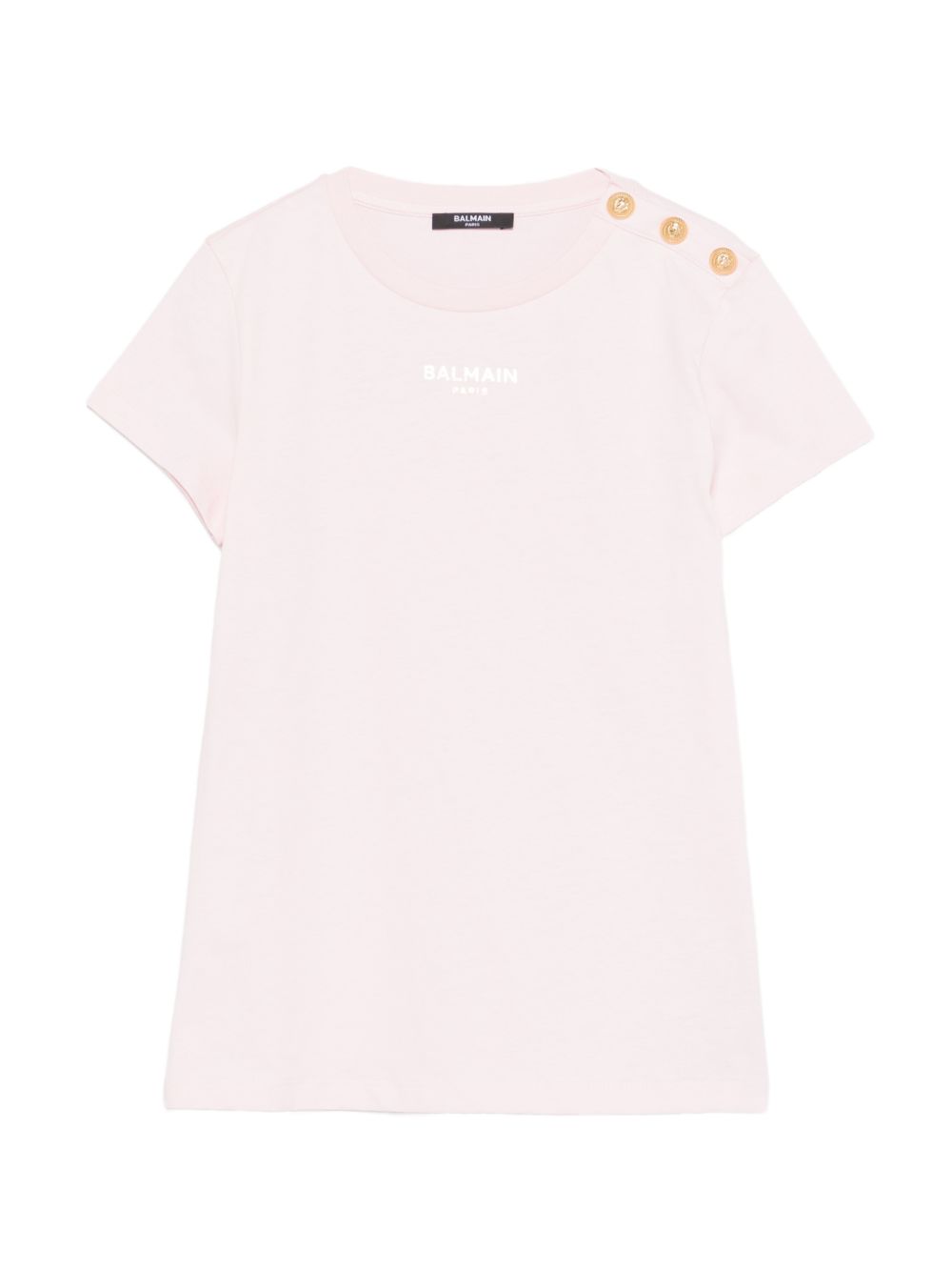 T-shirt in cotone con bottoni dorati BY8A01Z3672 51EOR BALMAIN KIDS 
